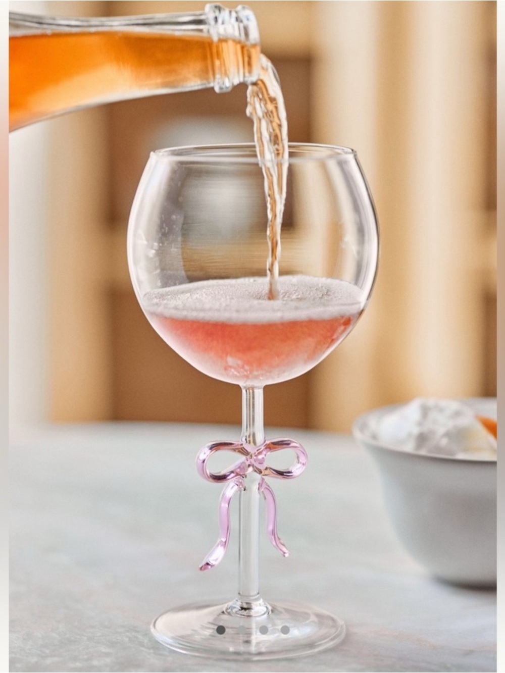 Anthropologie Pink Bow Benedita Wine Glass